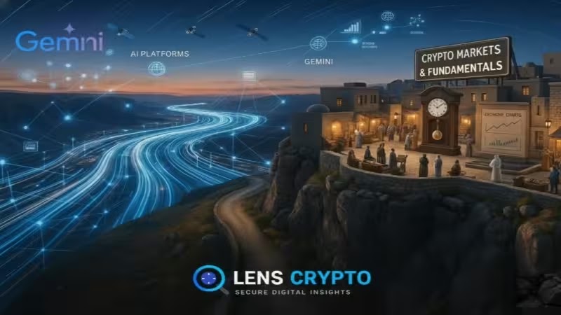 Google Gemini AI interface analyzing real-time cryptocurrency market trends, technical indicators, and fundamental data for professional traders.