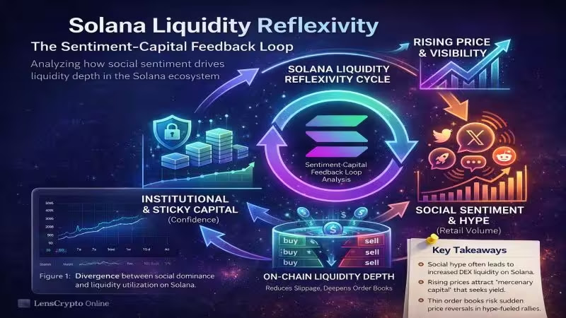 Solana on-chain liquidity depth vs social sentiment correlation chart